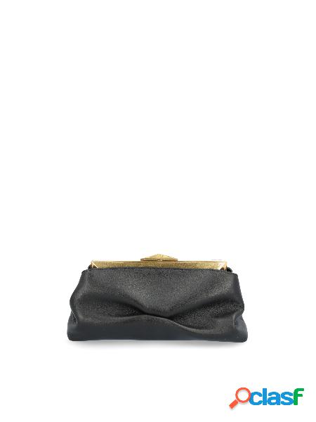 Diamond Frame Clutch - Pochette in Pelle di Vitello Nera con
