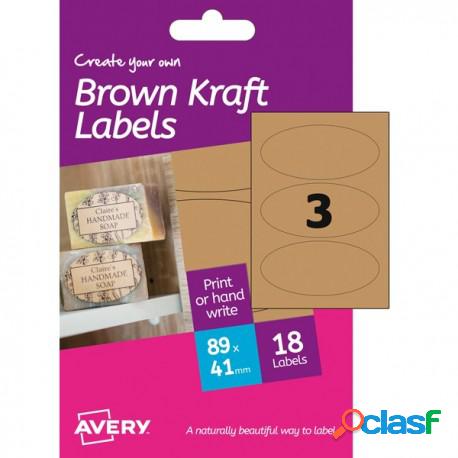 ETICHETTE OVALI in CARTA kraft su foglio A6 3ETFG 41x89 6FG