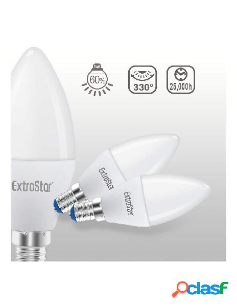 Extrastar - 2 pz lampada a led e14 c37 8w bianco caldo 3000k