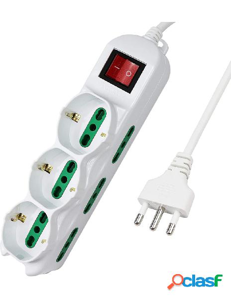 Extrastar - multipresa ciabatta elettrica cavo 1,5m con 9