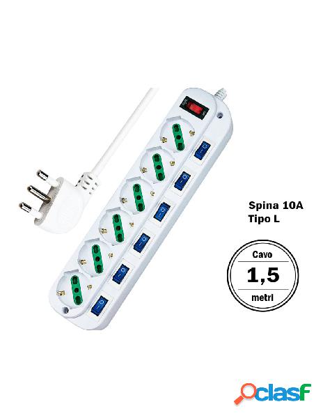 Extrastar - multipresa ciabatta elettrica con 6 posti prese