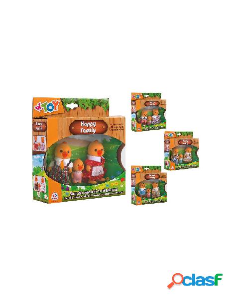 Famiglia animali floccati vestiti 3pz 4ass