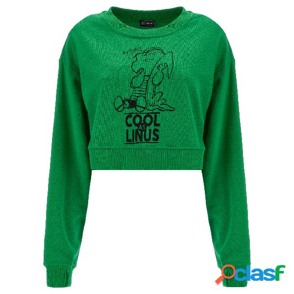 Felpa cropped comfort leggera con maxi stampa Peanuts