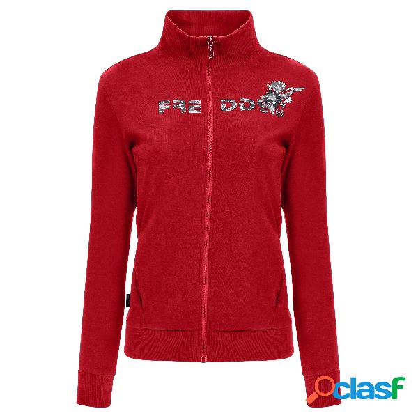 Felpa elasticizzata con zip e stampa con texture floreale