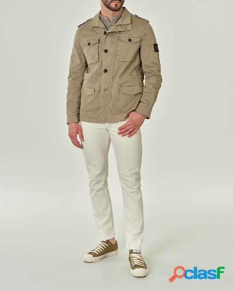 Field jacket beige in cotone stretch