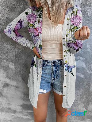 Floral-print Paneled Midi Cardigan