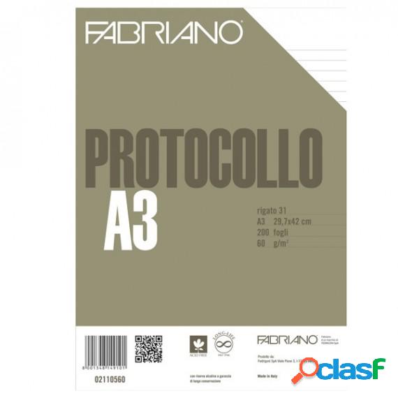 Foglio protocollo - A4 - 1 rigo - 60 gr - Fabriano - conf.