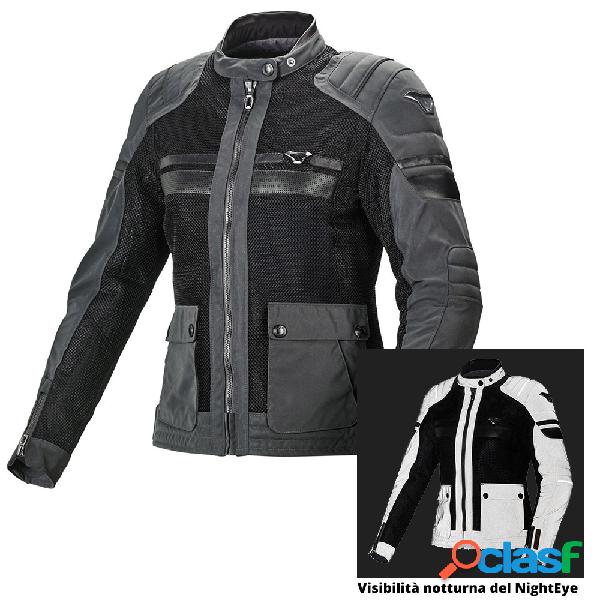 Giacca moto donna estiva Macna Fluent Night Eye Nero