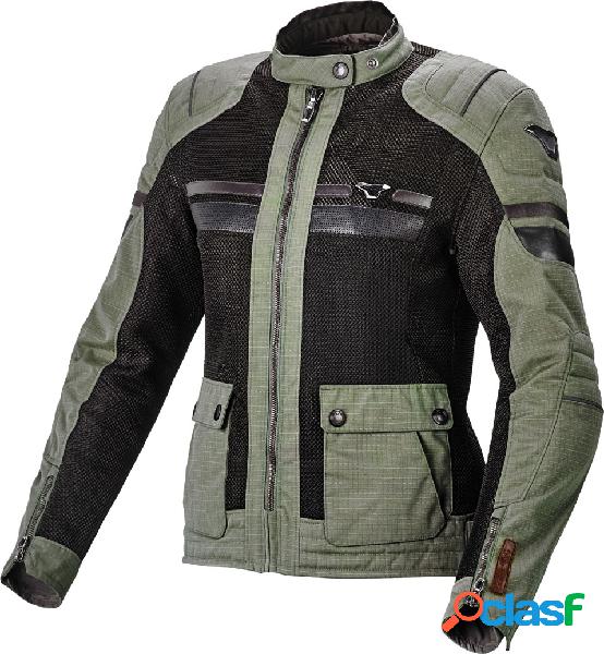 Giacca moto donna estiva Macna Fluent Verde scuro Nero