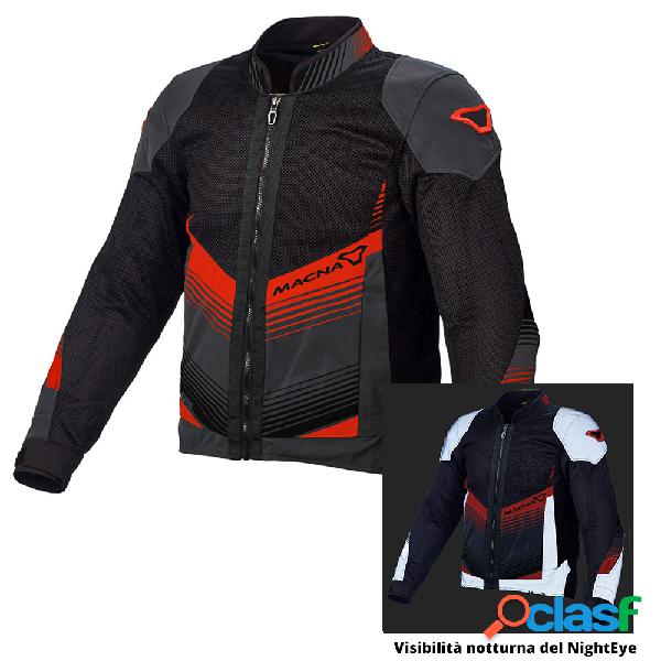 Giacca moto estiva Macna Rewind Nero Night Eye Grigio Scuro