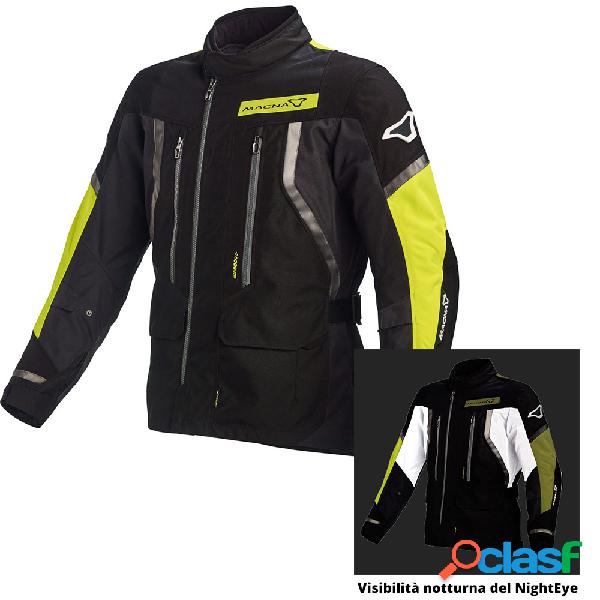 Giacca moto touring Macna Epitude WP Nero Night eye Giallo
