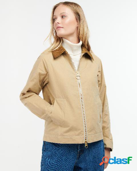 Giubbino beige Campbell in cotone impermeabile con colletto