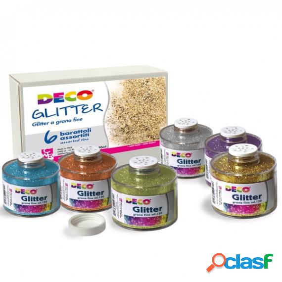 Glitter grana fine - 150 ml - colori assortiti - Deco - set