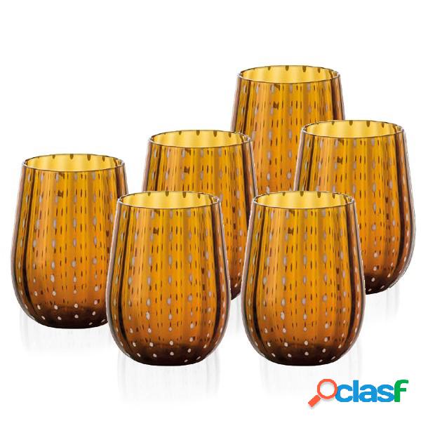 Goccia Bicchiere Acqua Ambra 40 cl Set 6 Pz