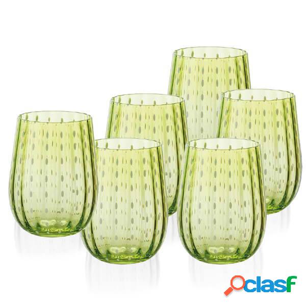 Goccia Bicchiere Acqua Verde 40 cl Set 6 Pz