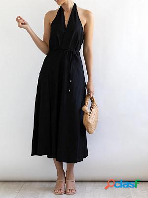 Hanging Neck Backless Maxi Dress