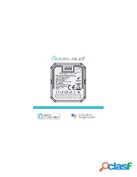 Homcloud - modulo puisante/interruttore 4ch wi-fi da incasso