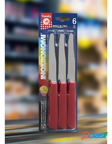 Inox bonomi - bonomi set 6 coltelli da tavola rosso