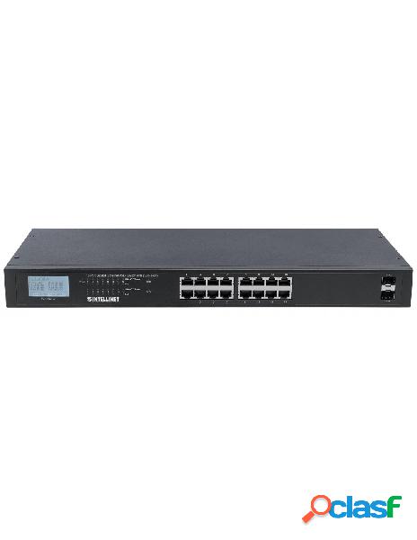 Intellinet - switch poe+ 16 porte con 2 porte sfp gigabit