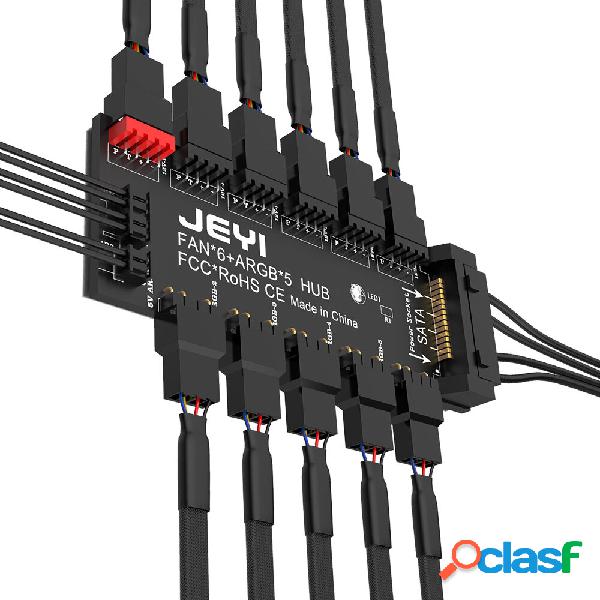 JEYI ARGB PWM Hub ventola a 5 vie indirizzabile 12V 4Pin PWM