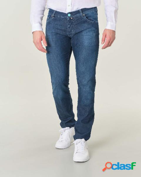 Jeans Nick lavaggio scuro stone washed in cotone