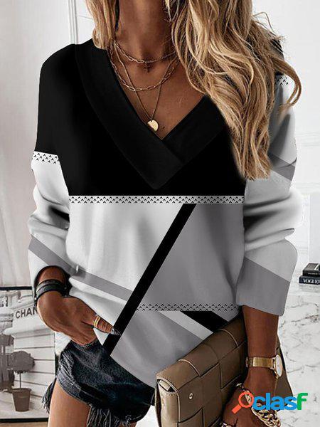 Jersey Casuale a Righe Felpa