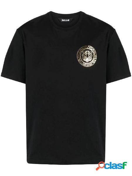 Just Cavalli T-shirt a manica corta con logo nero oro