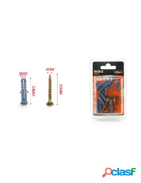 Kit 11 pcs tasselli &oslash6x30mm con viti 4x35mm