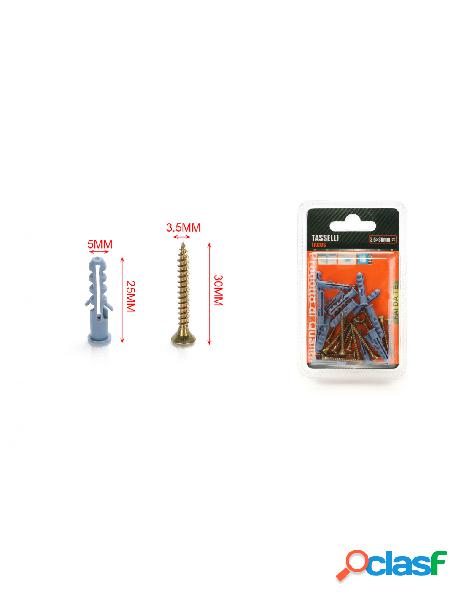 Kit 16 pcs tasselli &oslash5x25mm con viti 3,5x30mm