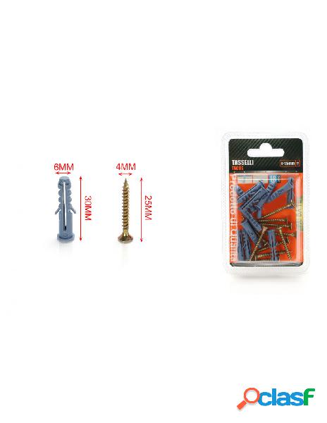 Kit 18 pcs tasselli &oslash6x30mm con viti 4x25mm