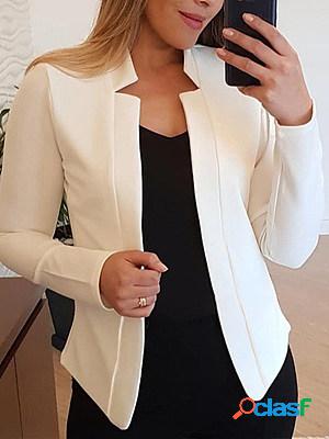 Ladies Elegant Solid Color Collar Blazer