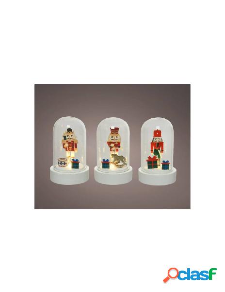 Led cloche plastic cloche with nutcracker scenery steady bo
