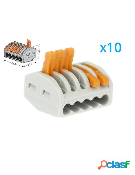 Ledlux - 10 morsetti a molla con 5 leve connettori terminali