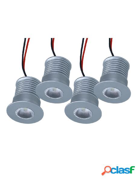 Ledlux - 4 pz mini faretto led da incasso 3w dc 12v 24v