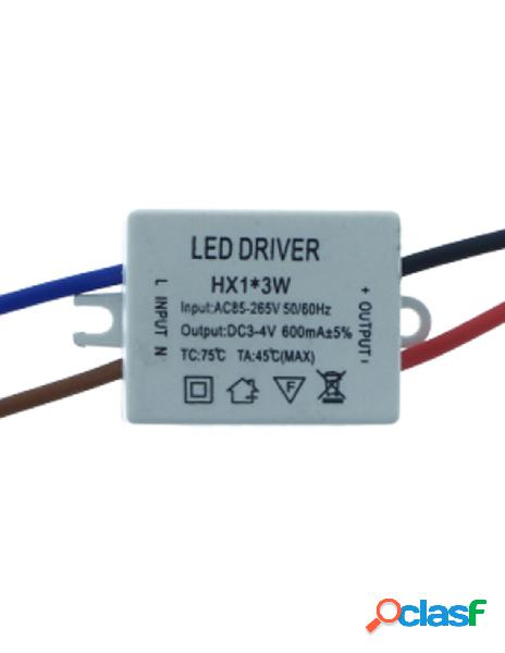 Ledlux - led driver cc 600ma 3v-4v dc 1x3w trasformatore