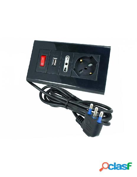 Ledlux - multipresa da tavolo con usb nero 1 presa schuko 1