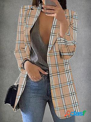 Loose Casual Check Cardigan Blazer