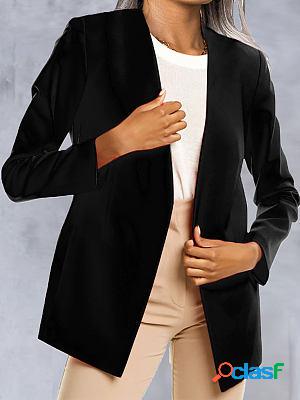 Loose Casual Solid Color Cardigan Blazer