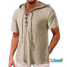 Male Casual Shirt Black White Khaki Solid Color Short Sleeve
