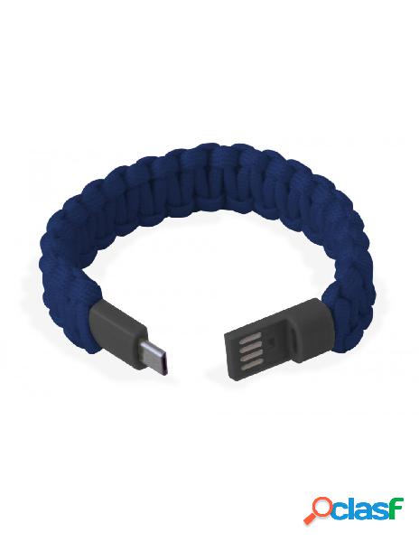 Manhattan - bracciale paracord con micro usb blu