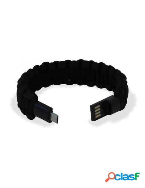 Manhattan - bracciale paracord con micro usb nero