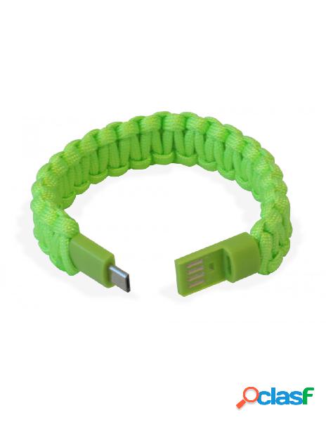 Manhattan - bracciale paracord con micro usb verde