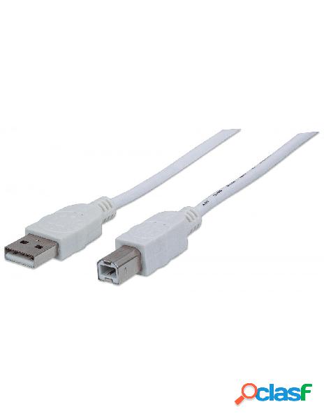 Manhattan - cavo usb 2.0 a maschio/b maschio 3m bianco