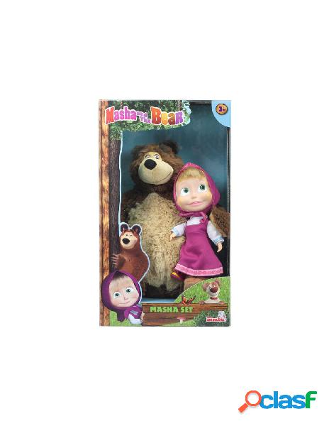 Masha set bambola cm.23 e orso peluche cm.43 con gambe