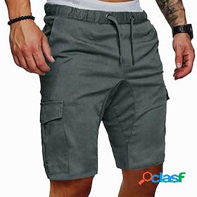 Mens Casual Shorts Elastic Waistband Drawstring with Side