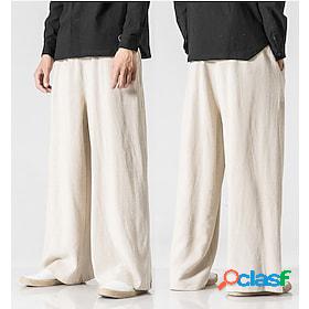Mens Linen Pants Trousers Beach Pants Plain Solid Colored