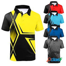 Mens Polo Shirt Golf Shirt Turndown Graphic Prints Geometry
