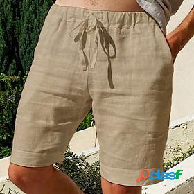 Mens Shorts Linen Shorts Summer Shorts Plain Pocket