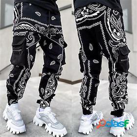 Mens Sporty Cargo Drawstring Elastic Waist Multiple Pockets