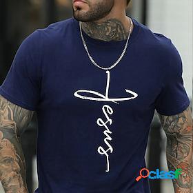 Mens T shirt Tee Cool Shirt Crew Neck Letter Graphic Tee